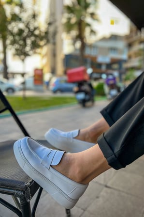 Erkek Beyaz Loafer Ayakkabı - 421 - CBT Bandera 
