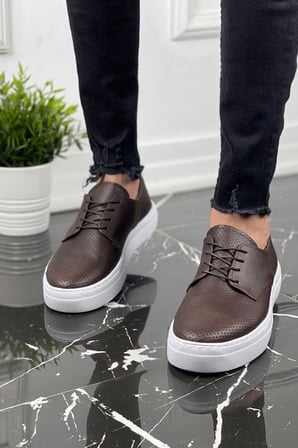 Erkek Kahve Delikli Tasarımlı Casual Günlük Ayakkabı - 061 - CBT Rex 