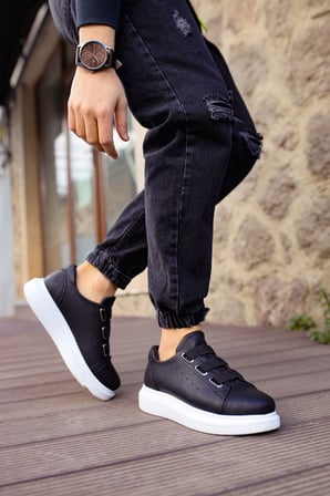 Erkek Siyah Cırt Cırtlı Spor Ayakkabı - 253 - CBT Mirror Non 