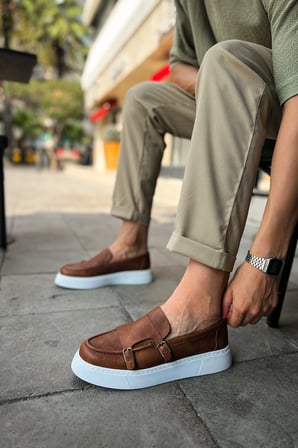 Erkek Taba Kemer Tokalı Loafer Ayakkabı - 417 - CBT Mancini 