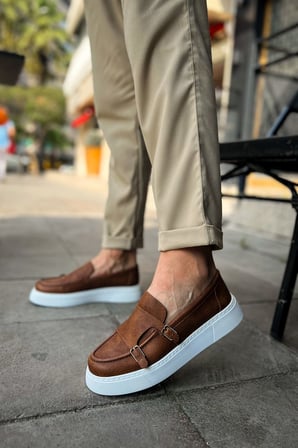 Erkek Taba Kemer Tokalı Loafer Ayakkabı - 417 - CBT Mancini 