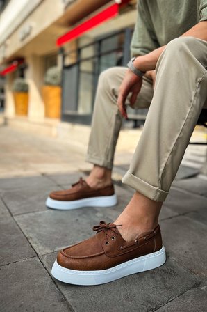 Erkek Taba Bağcıklı Loafer Ayakkabı - 419 - CBT Torrini 