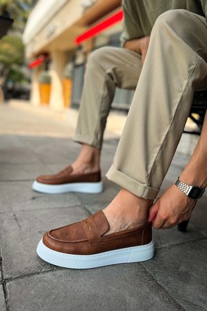 Erkek Taba Loafer Ayakkabı - 421 - CBT Bandera 
