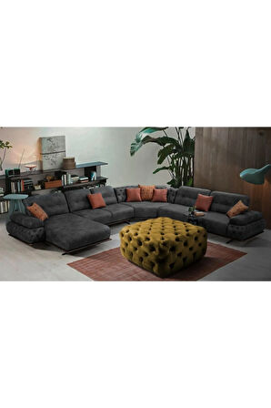 Oksit Sarı Kare Chester Model Kapitoneli Orta Puf