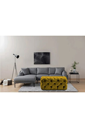 Hardal Kare Chester Model Kapitoneli Orta Puf