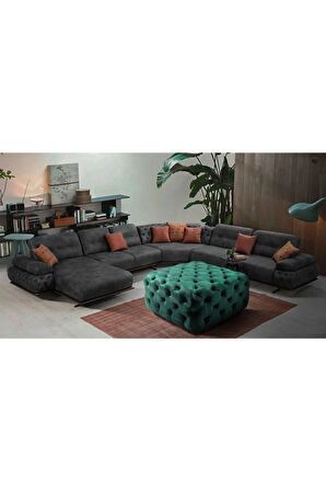 Yeşil Kare Chester Model Kapitoneli Orta Puf