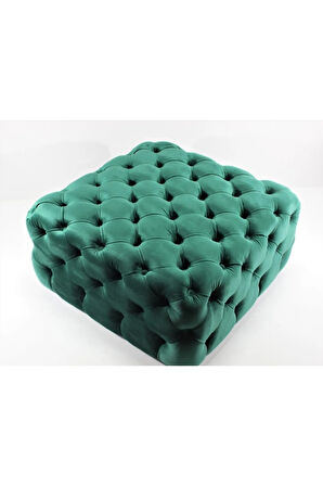 Yeşil Kare Chester Model Kapitoneli Orta Puf