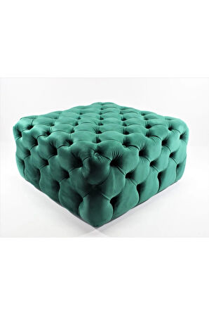 Yeşil Kare Chester Model Kapitoneli Orta Puf