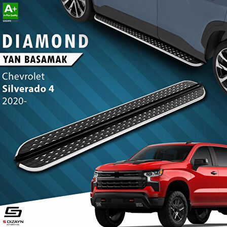 S-Dizayn Chevrolet Silverado 4 Uzun Şase Diamond Krom Yan Basamak 253 Cm 2020 Üzeri A+ Kalite