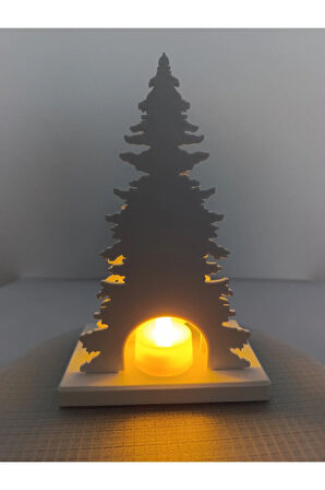 Geyik ve Çam Ağaçlı LED Gece Lambası – Dekoratif Masa Üstü Işık