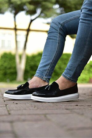 CH002 RBT Loafer Verniciata Erkek Ayakkabı SIYAH
