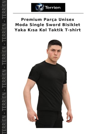 Premium Parça Unisex Moda Single Sword Bisiklet Yaka Kısa Kol Taktik T-shirt