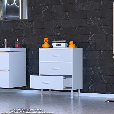 Efil 3'lü Çekmece Banyo Dolabı Çok Amaçlı Çekmecelerle Daha Düzenli 65x75x32,5 cm