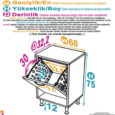 Efil Banyo Dolabı Düzenleyici Dolap Tek Gözlü Sepet Hazneli Mini Banyo Dolabı 60x75x32,5 cm