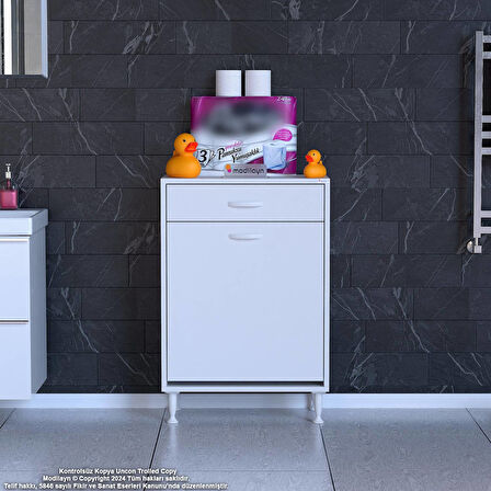 Mira Mutfak Ve Banyo Dolabı 55 cm Tek Göz Sepetli Çok Amaçlı Kirli Çamaşır Dolabı 55x88x32,5 cm