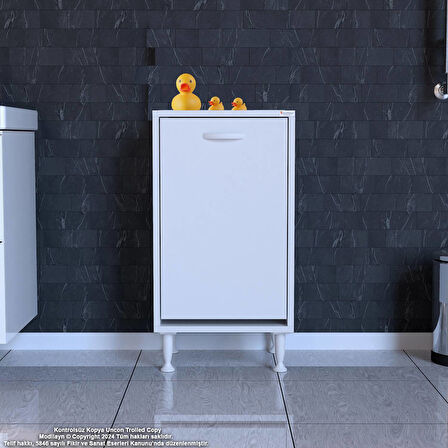 Efil Banyo Dolabı Düzenleyici Dolap Tek Gözlü Sepet Hazneli Mini Banyo Dolabı 35x75x32,5 cm