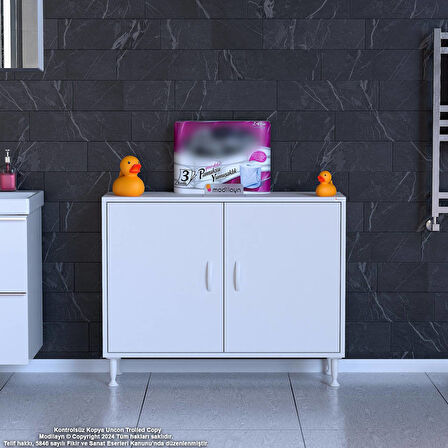 Efil Dolap Dar Alanlar İçin Çok Amaçlı Dolap 2 Kapaklı 2 Göz Raf Dolap 100x75x32,5 cm