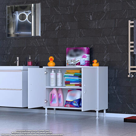 Efil Dolap Dar Alanlar İçin Çok Amaçlı Dolap 2 Kapaklı 2 Göz Raf Dolap 100x75x32,5 cm