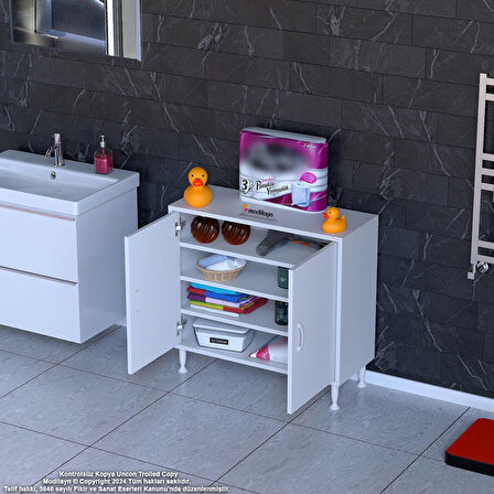 Efil Dolap Dar Alanlar İçin Çok Amaçlı Dolap 2 Kapaklı 4 Göz Dolap 80x75x32,5 cm