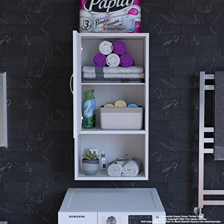 ŞİLE 45 x 85 x 32,5 cm Makine Üstü Asma ve Çok Amaçlı Banyo Dolabı