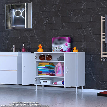 Efil Dolap Dar Alanlar İçin Çok Amaçlı Dolap 2 Kapak 3 Raflı Dolap 100x75x32,5 cm