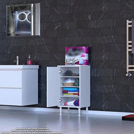 Efil Dolap Dar Alanlar İçin Çok Amaçlı Dolap Tek Kapaklı 4 Göz Raf Dolap 40x75x32,5 cm