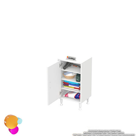 Efil Dolap Dar Alanlar İçin Çok Amaçlı Dolap Tek Kapaklı 4 Göz Raf Dolap 40x75x32,5 cm