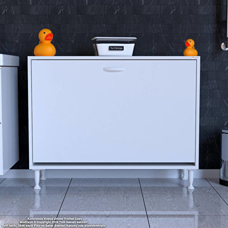 Efil 3 Kirli Çamaşır Sepetli Dolap Banyo Düzenleyici Dolap Çok Amaçlı Organizer Dolap 95x75x32,5 cm