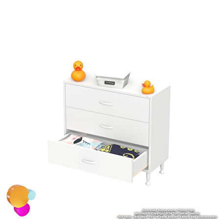 Efil 3'lü Çekmece Banyo Dolabı Çok Amaçlı Çekmecelerle Daha Düzenli 85x75x32,5 cm