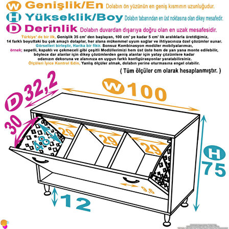 SÖKE 100x75x32,5 cm lik Ekstra Büyük 3 Çamaşır Sepet Hazneli Dolap Banyonuzun Yeni Gözdesi