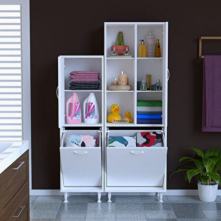 MODİLAYN Forbest İnci 95 x 165 cm Çamaşır Hazneli Çok Amaçlı Banyo & Mutfak Dolabı