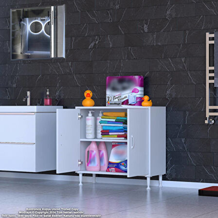 Efil Dolap Dar Alanlar İçin Çok Amaçlı Dolap Çift Kapaklı 2 Göz Raf Dolap 80x75x32,5 cm