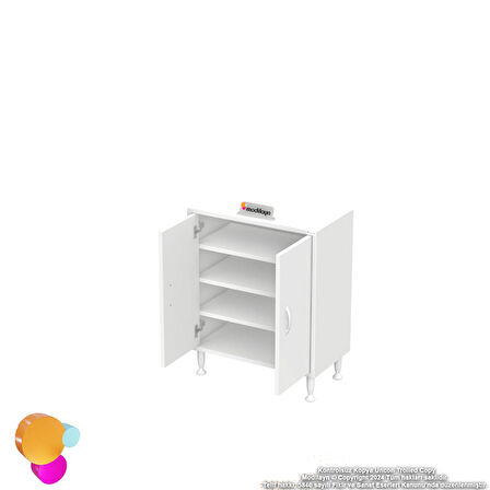 Efil Dolap Dar Alanlar İçin Çok Amaçlı Dolap 2 Kapaklı 4 Göz Raf Dolap 55x75x32,5 cm