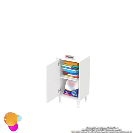 Efil Dolap Dar Alanlar İçin Çok Amaçlı Dolap Tek Kapaklı 2 Göz Raf Dolap 45x75x32,5 cm