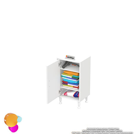 Efil Dolap Dar Alanlar İçin Çok Amaçlı Dolap Tek Kapaklı 3 Göz Raf Dolap 50x75x32,5 cm