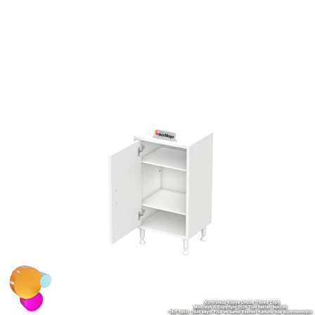 Efil Dolap Dar Alanlar İçin Çok Amaçlı Dolap Tek Kapaklı 3 Göz Raf Dolap 50x75x32,5 cm