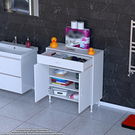 EMİR 70 x 88 x 32,5 cm 1 Çekmece 2 Kapak 3 Raf 4 Bölme Çok Amaçlı Banyo & Mutfak Dolabı