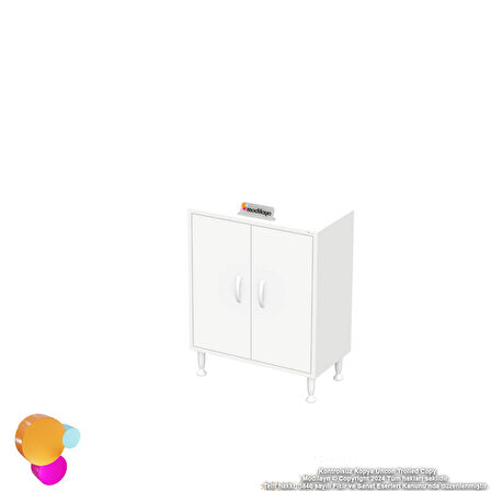 Efil Dolap Dar Alanlar İçin Çok Amaçlı Dolap Çift Kapaklı 3 Göz Raf Dolap 55x75x32,5 cm