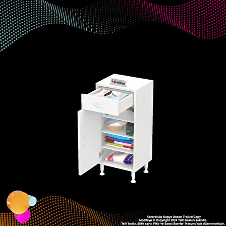 Mira  Banyo ve Mutfak Dolabı  Çok Amaçlı Dolap  Tek Çekmece 1 Kapak 3 Raf 4 Bölme 35x88x32,5 cm