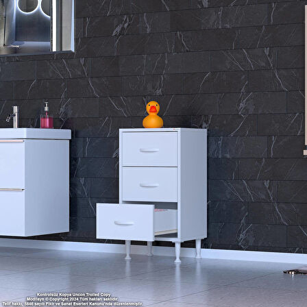Efil 3'lü Çekmece Banyo Dolabı Çok Amaçlı Çekmecelerle Daha Düzenli 50x75x32,5 cm