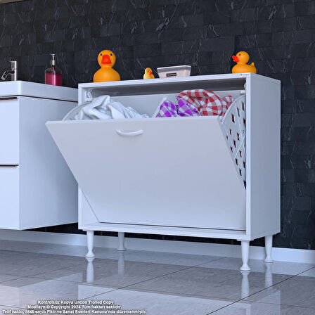 SÖKE Banyo İçin Sihirli Kutu 70x75x32,5 cm’ lik 2 Göz Sepet Hazneli Mini Banyo Dolabı
