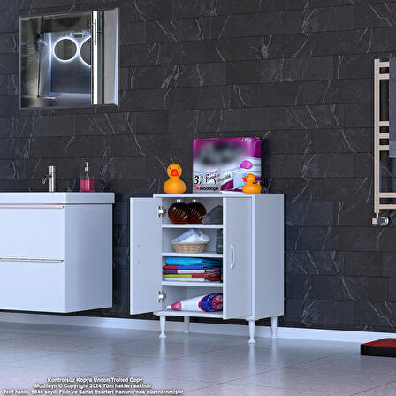 Efil Dolap Dar Alanlar İçin Çok Amaçlı Dolap 2 Kapaklı 4 Göz Raf Dolap 60x75x32,5 cm