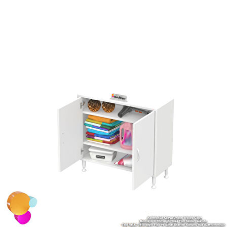 SÖKE Küçük Alanlar İçin Akıllı Çözümler 85x75x32,5 cm’ lik 2 Kapaklı 3 Göz Raf Dolap