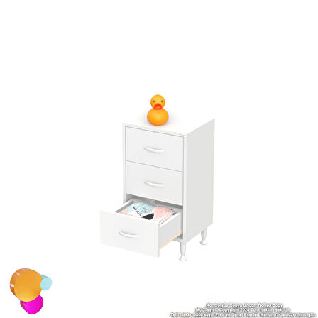 Efil 3'lü Çekmece Banyo Dolabı Çok Amaçlı Çekmecelerle Daha Düzenli 45x75x32,5 cm