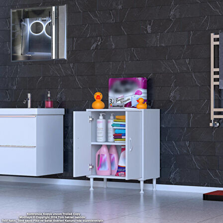 Efil Dolap Dar Alanlar İçin Çok Amaçlı Dolap 2 Kapaklı 2 Göz Raf Dolap 60x75x32,5 cm