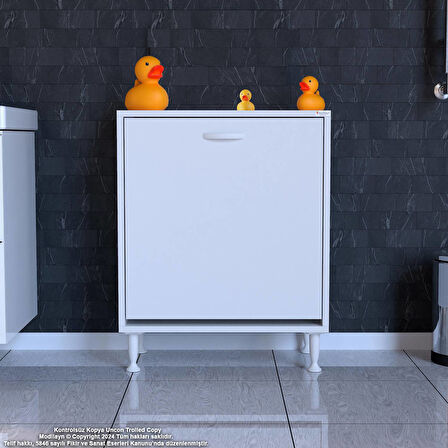 Efil Banyo Dolabı Düzenleyici Dolap Tek Gözlü Sepet Hazneli Mini Banyo Dolabı 65x75x32,5 cm