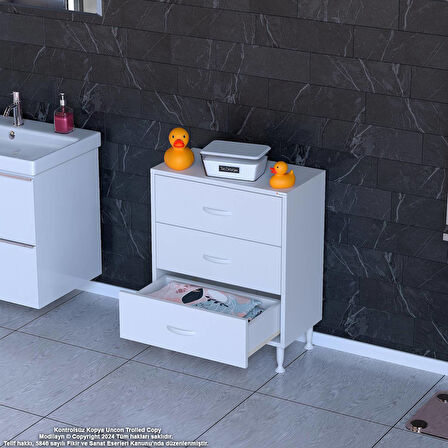 Efil 3'lü Çekmece Banyo Dolabı Çok Amaçlı Çekmecelerle Daha Düzenli 55x75x32,5 cm