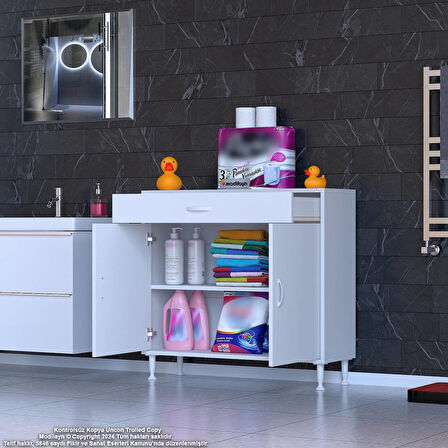 Mira Banyo ve Mutfak Dolabı Çok Amaçlı Dolap Tek Çekmece 2 Kapak 1 Raf 2 Bölme 100x88x32,5 cm