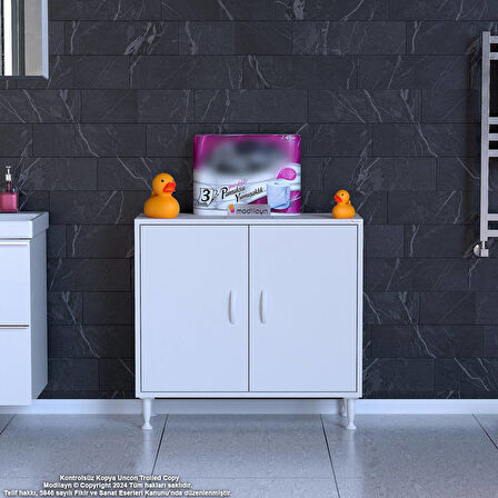 Efil Dolap Dar Alanlar İçin Çok Amaçlı Dolap 2 Kapaklı 4 Göz Raf Dolap 85x75x32,5 cm