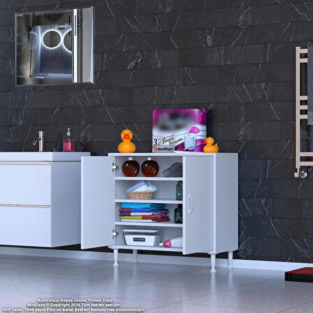 Efil Dolap Dar Alanlar İçin Çok Amaçlı Dolap 2 Kapaklı 4 Göz Raf Dolap 85x75x32,5 cm